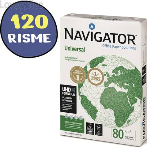 Carta A4 Navigator Universal bianca - 80 g/m² (120 risme da 500 fogli)