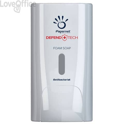Dispenser antibatterico per sapone in schiuma Papernet Defend Tech - bianco 22x11,6x13,9 cm - capacità 0,5 L