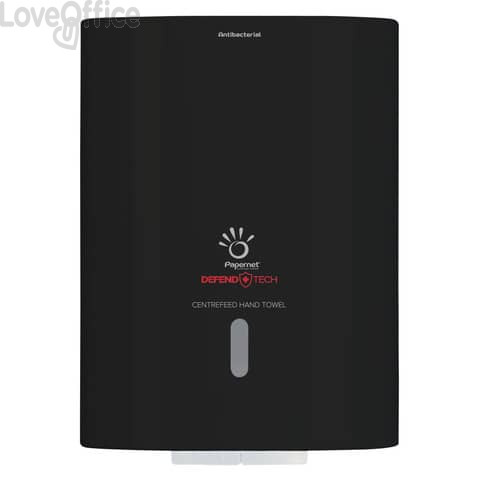 Dispenser Centerfeed per asciugamani antibatterico a sfilo centrale - 30x22,5x22,5 cm Papernet nero