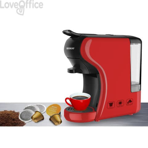 Macchina per caffè espresso multicapsula 3 in 1 Sogo Rosso SS-5675-R