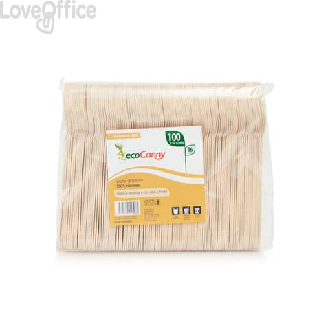 Cucchiai monouso in legno di betulla biodegradabili ecoCanny ECO-CA160CU (conf.100)
