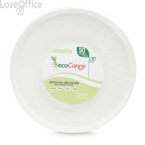 Piatti per pizza bio-compostabili ecoCanny Bianco ø310x20 mm - ECO-PP31CA (conf.50)