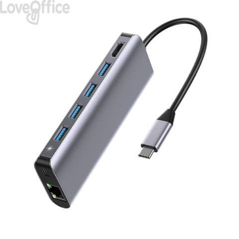 Docking station universale multiporta USB-C' Up parts Grigio 7 in 1 UP-DS-9857T