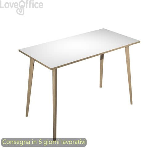 Tavolo alto Woody 160x80xH.105 cm con gambe rovere Artexport piano bianco 6403-DKC-3C-AQ