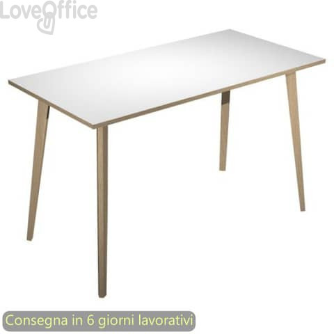Tavolo alto Woody 180x80xH.105 cm con gambe rovere Artexport piano bianco 6405-DKC-3C-AQ