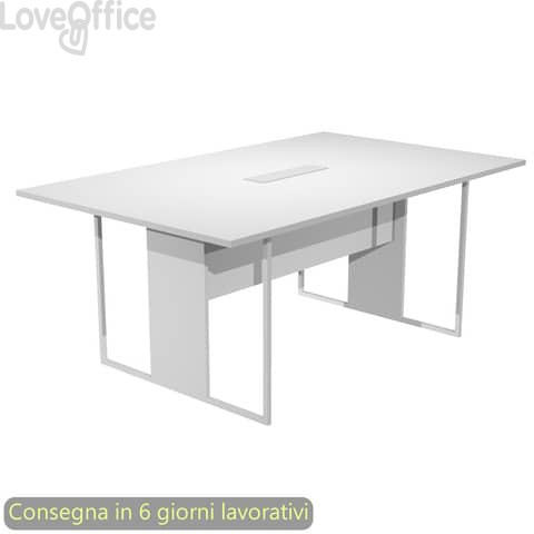 Tavolo riunioni con top access bianco 180x110xH.74,4 cm strut. metallo bianco Blade Artexport piano bianco