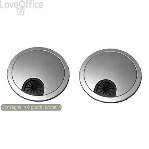 Coppia anelli passacavi per scrivania diametro 60 mm Blade Artexport grigio alluminio - PAS2-60