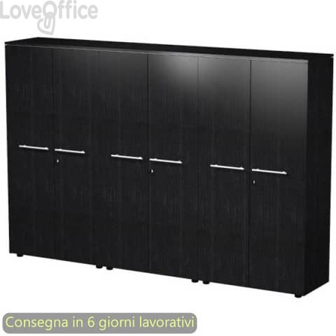 Composizione 3 mobili medi con ante melaminico 162,8x43xH.158,2 cm Flora Artexport nero venato frassino