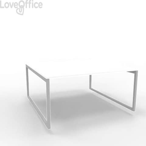 Bench piano Bianco 160x160xh.75 cm gamba ad anello in acciaio Argento linea Practika P2 Quadrifoglio - ECBEA16-BA-A