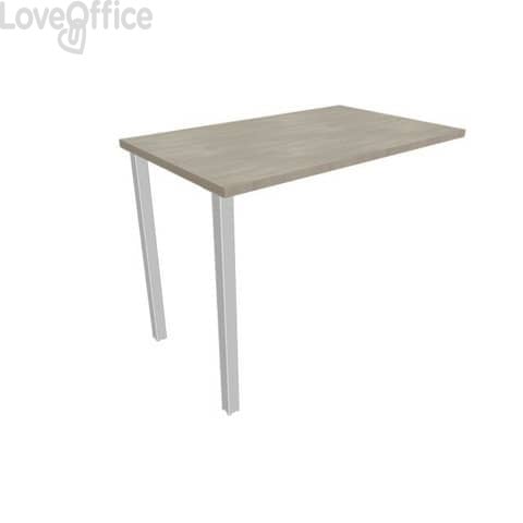 Dattilo scrivania sospeso piano cemento 100x60xh.75 cm gamba sezione quadrata in acciaio Argento Practika ECDM100-CL-A