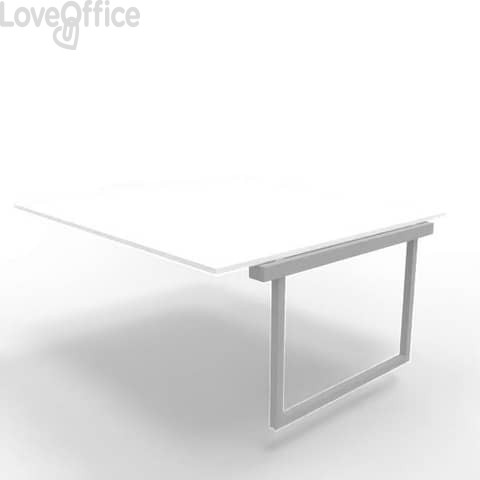 Postazione aggiuntiva bench piano Bianco 180x160xh.75 cm gamba ad anello in acciaio Argento Practika P2 ECBIA18-BA-A