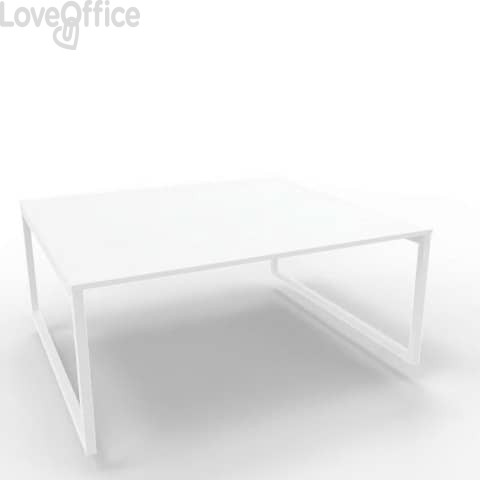 Bench piano Bianco 180x160xh.75 cm gamba ad anello in acciaio Bianco linea Practika P2 Quadrifoglio - ECBEA18-BA-I