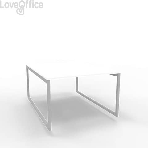 Bench piano Bianco 120x160xh.75 cm gamba ad anello in acciaio Argento linea Practika P2 Quadrifoglio - ECBEA12-BA-A