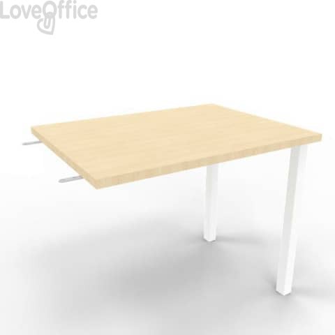 Dattilo scrivania sospeso piano Rovere 80x60xh.75 cm gamba sezione quadrata in acciaio Bianco Practika ECDM080-RK-I