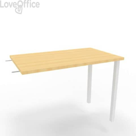 Dattilo scrivania sospeso piano Faggio 100x60xh.75 cm gamba sezione quadrata in acciaio Bianco Practika ECDM100-FA-I