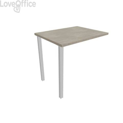 Dattilo scrivania sospeso piano cemento 80x60xh.75 cm gamba sezione quadrata in acciaio Argento Practika ECDM080-CL-A