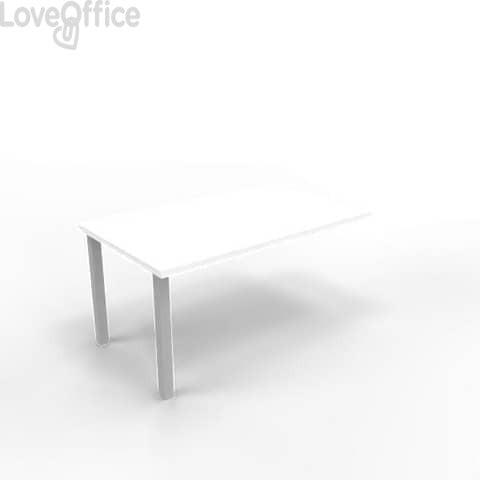 Dattilo scrivania sospeso piano Bianco 100x60xh.75 cm gamba sezione quadrata in acciaio Argento Practika ECDM100-BA-A