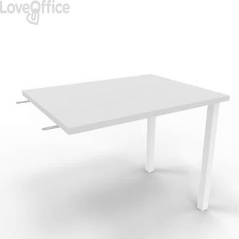 Dattilo scrivania sospeso piano Grigio 80x60xh.75 cm gamba sezione quadrata in acciaio Bianco Practika ECDM080-GR-I