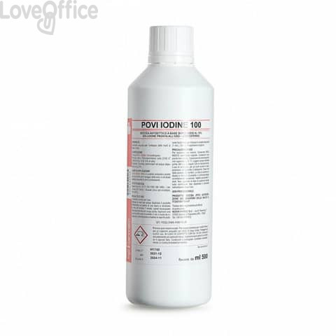 Soluzione acquosa pronta all'uso Povi Iodine 100 a base di Iodopovidone 10% PVS 500 ml - JOD006