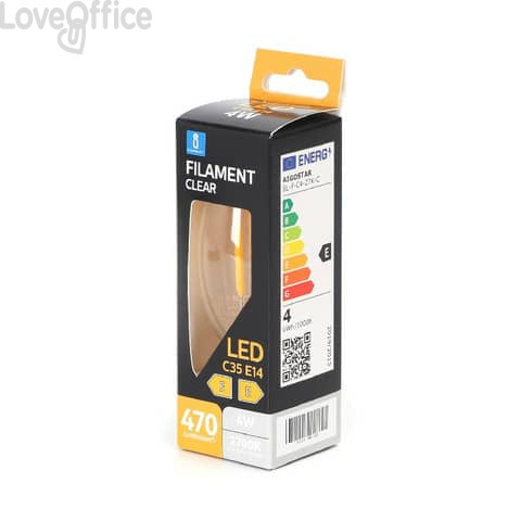 Lampadina a filamento LED luce calda 4W C35 - E14 - 470 lumen Aigostar ø35xh.97 mm - B10106AM3
