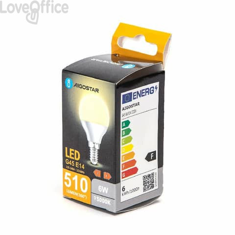 Lampadina LED G45 E14 6W - 510 lumen Aigostar luce calda B10105MQT