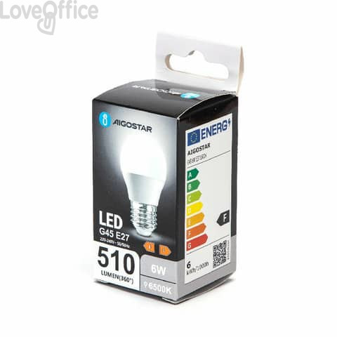 Lampadina LED G45 E27 6W - 510 lumen Aigostar luce fredda B10105MQU