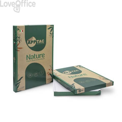 Etichette autoadesive Bianche Nature in carta riciclata AppTac  210x148,5 mm - 2 et./foglio - 100 fogli - NAT0509 (200 etichette)