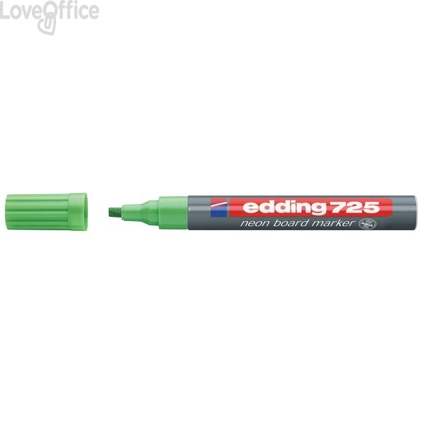 Pennarello per lavagna neon Verde - Edding 725 fluo - scalpello - 2-5 mm