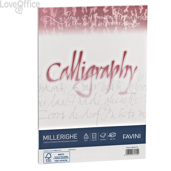 Calligraphy Millerighe Rigato Favini - Bianco - fogli - A4 - 100 g/m² - A690224 (conf.50)