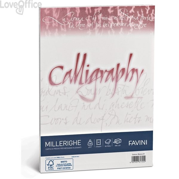 Calligraphy Millerighe Rigato Favini - Bianco - fogli - A4 - 200 g/m² - A690324 (conf.50)
