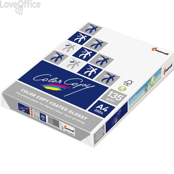 Cartoncini bianchi Color Copy coated glossy - Risma Carta lucida A4 - 200 g/m² (250 fogli)