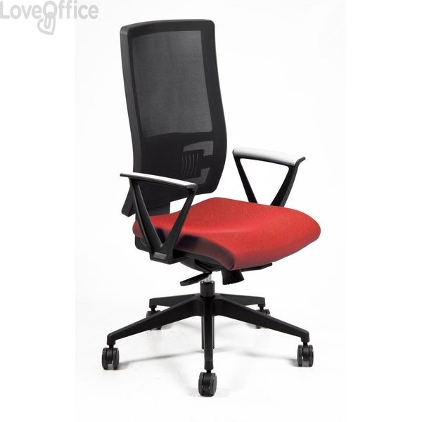 Sedia ufficio ergonomica semidirezionale NEREIDE UNISIT - ignifugo - Rosso - NDAE/IR