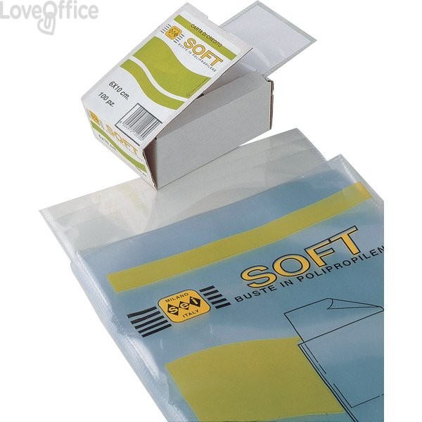 Buste trasparenti a U Soft Sei Rota lisce - 11x21 cm (conf.100)
