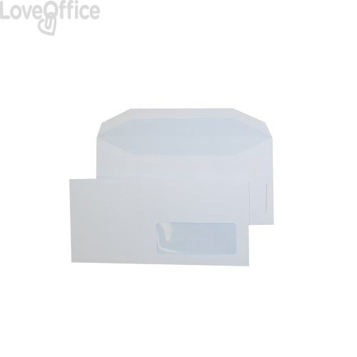Buste commerciali Pigna - taglio trapezio - con finestra - gommata - 11x23 cm - 80 g/m² (conf.500)