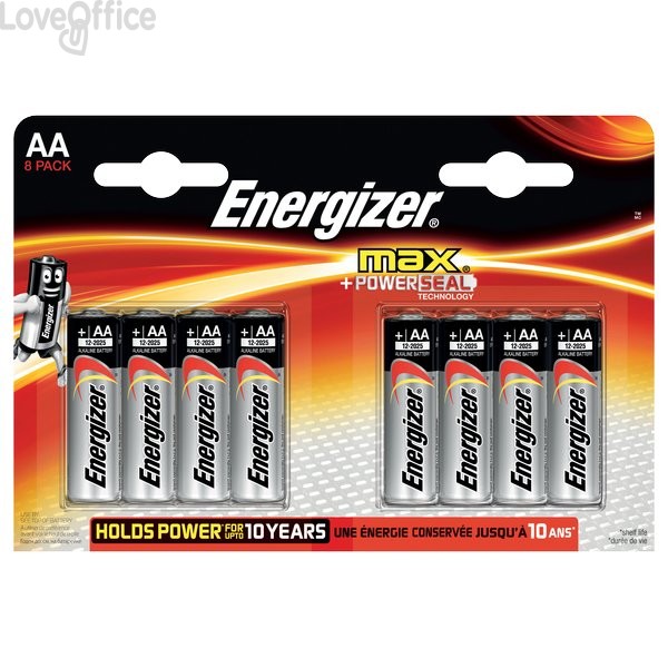 Energizer Piles LR06/AA Max+Power - Les 8 piles E300112400