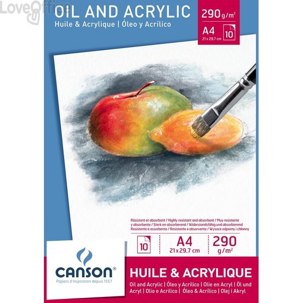 Blocco cartoncini per olio e acrilico Canson - A4 - 290 g/m²
