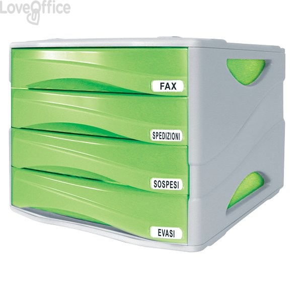 Cassettiera da scrivania Smile Arda - Verde traslucido - 4 cassetti