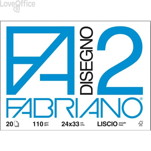 Album Fabriano F2 - Liscio - 24x33 cm - a 4 angoli - 110 g/m² - 20 fogli