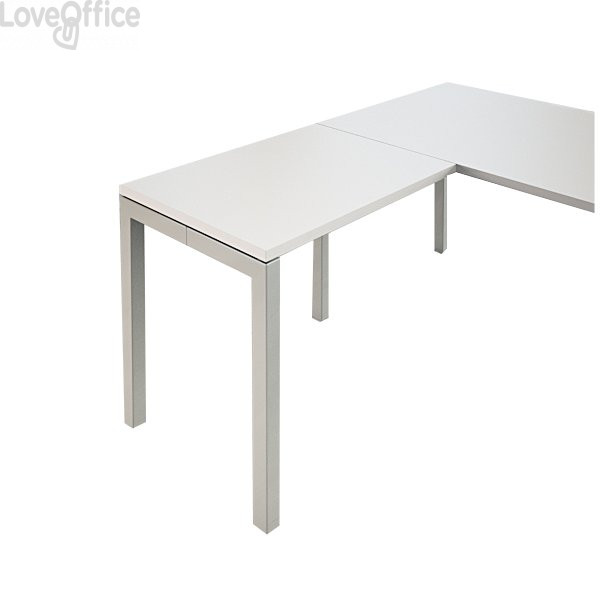 Allungo per scrivania ufficio Hong Kong LineKit - fianco a ponte alluminio - Bianco - 80x60x73 cm