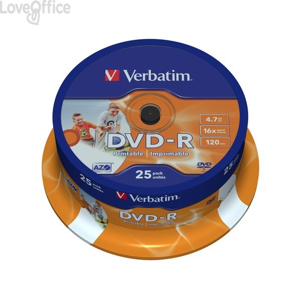 DVD-R Verbatim AZO - 4,7 Gb - 16x - Printable - Spindle - 43538 (conf.25)