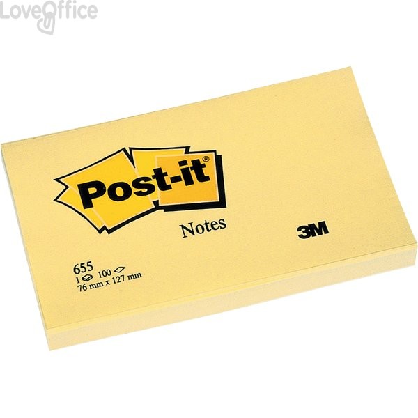 Foglietti riposizionabili Post-it® Notes Giallo Canary - Giallo canary - 76x127 mm (conf.12 blocchetti da 100 fogli)