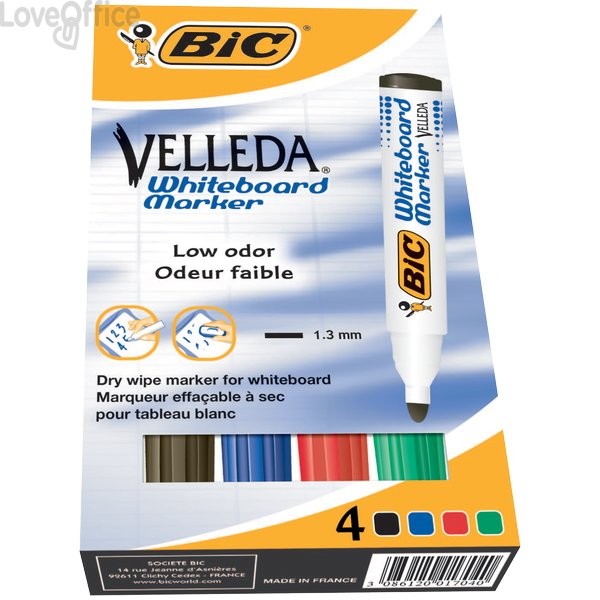 Pennarelli per lavagne bianche VELLEDA® 1701 Bic - Assortito - 1.5 mm (conf.4)