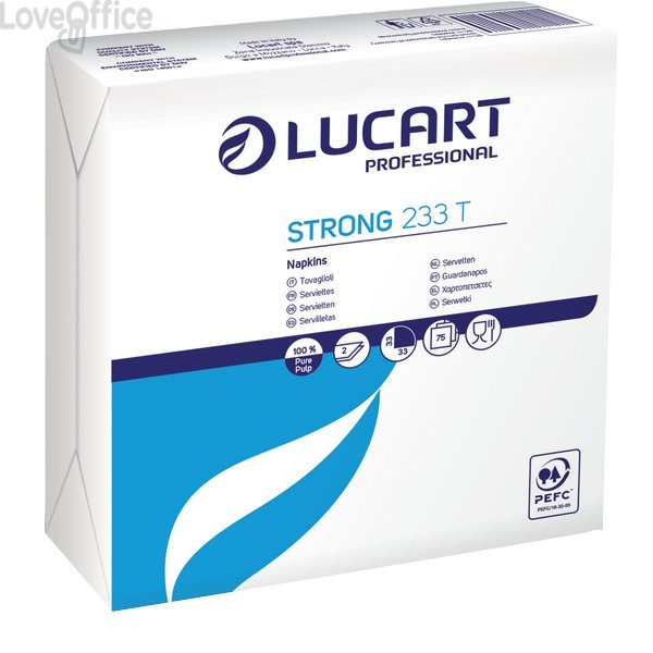 Tovaglioli bianchi in carta Lucart - 33x33 cm - 2 veli - 832001 (conf.75)