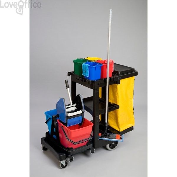 Carrello di pulizia Janitor Cart Rubbermaid Nero - 117x55x98 cm - 75 - L - 1805985
