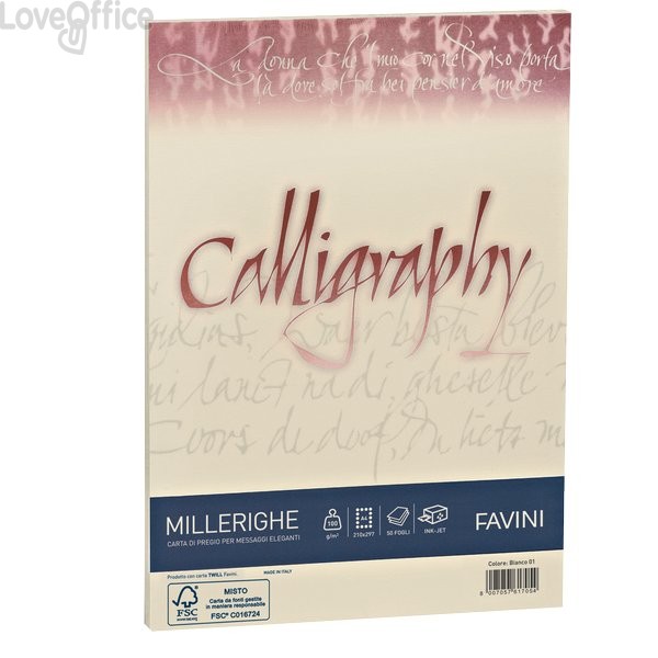Calligraphy Millerighe Rigato Favini - Avorio- fogli - A4 - 200 g/m² - A69Q324 (conf.50)