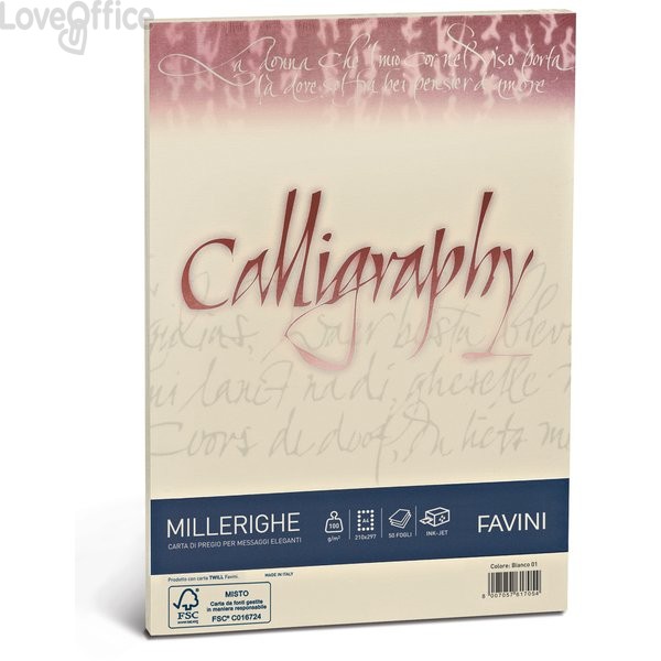 Calligraphy Millerighe Rigato Favini - Avorio- fogli - A4 - 100 g/m² - A69Q224 (conf.50)