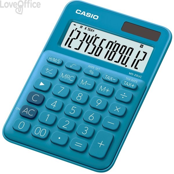 Calcolatrice da tavolo MS-20UC a 12 cifre Casio - Blu - MS-20UC-BU