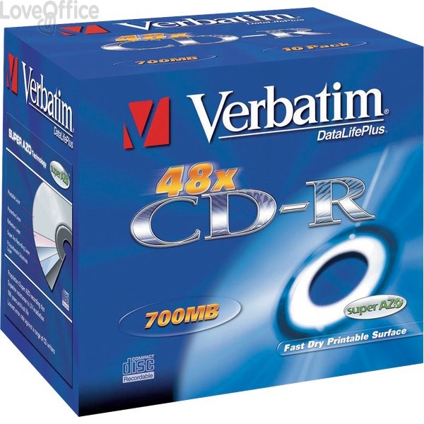CD Verbatim Verbatim - CD-R - Jewel case - 52x - Stampabile - 43325 (conf.10)