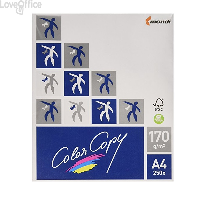 Carta per stampante Color Copy coated silk Mondi - Risma carta A4 - 170 g/m² (250 fogli)