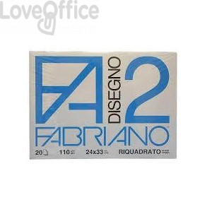Album da disegno Fabriano F2 - Liscio riquadrato - 24x33 cm - 4 angoli - 110 g/m² - 20 fogli